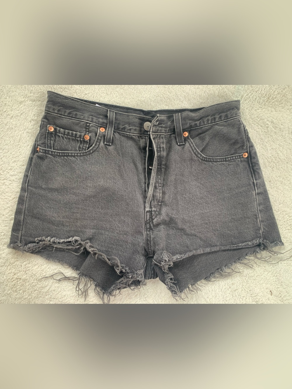 Levi's Faded Black 501 High-Rise Jean Cutoff Shorts